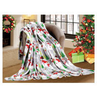 Šedá vánoční mikroplyšová deka SNOWMAN Rozměr: 200 x 220 cm