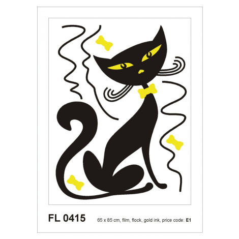 FL 0415 AG Design Samolepicí dekorace - samolepka na zeď - Black cat boy flocked, velikost 65 cm
