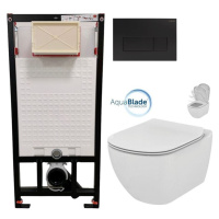 DEANTE Podomítkový rám, pro závěsné WC mísy + SLIM tlačítko černé + WC Ideal Standard Tesi se se