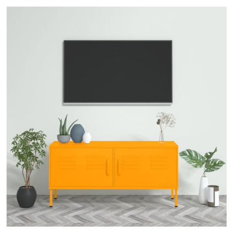 vidaXL TV skříňka hořčicově žlutá 105 x 35 x 50 cm ocel