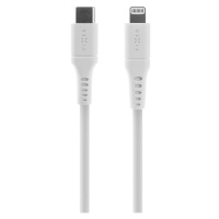 FIXED Liquid silicone kabel USB-C/Lightning (PD), MFi, 2m, bílý