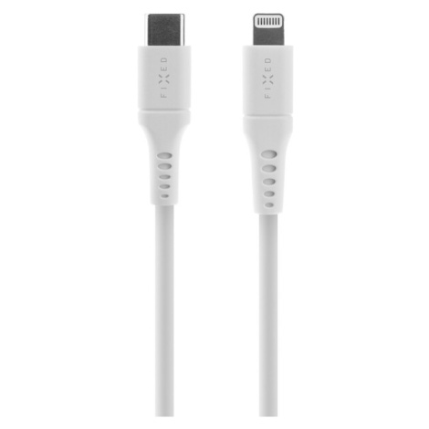 FIXED Liquid silicone kabel USB-C/Lightning (PD), MFi, 2m, bílý