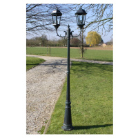 vidaXL Zahradní lampa vysoká 2ramenná 230 cm tmavě zelená/černá hliník