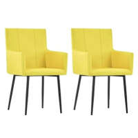 Jídelní židle s područkami 2 ks žluté textil