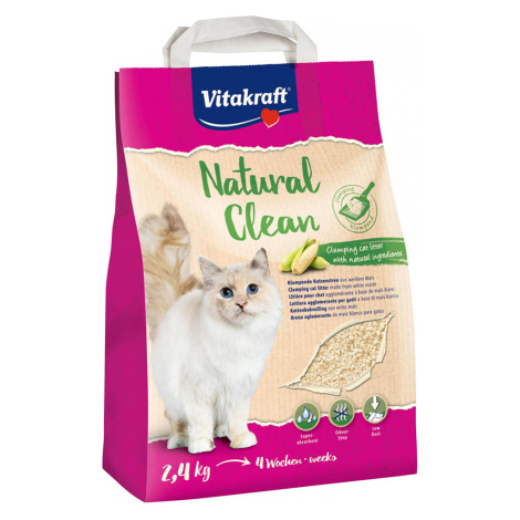 Vitakraft Natural Clean kukuřičná podestýlka, 2 kg + 400 g zdarma - 2,4 kg