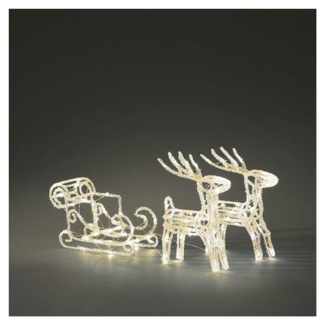 Exihand Sáně s jeleny 6192-103, 84+12 flash teplých bílých LED, 42 x 70 cm