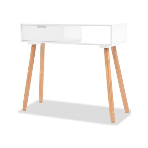 Odkládací stolek, masivní borovice, 80x30x72 cm, bílý SHUMEE