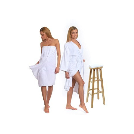 Interkontakt Sada White: župan KIMONO + dámský saunový kilt + osuška Velikost županu L