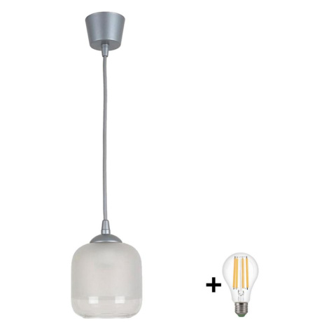 Brilagi - LED Lustr na lanku RETRO GLASS 1xE27/60W/230V pr. 14 cm stříbrná/bílá NSTK7779+TK8612A