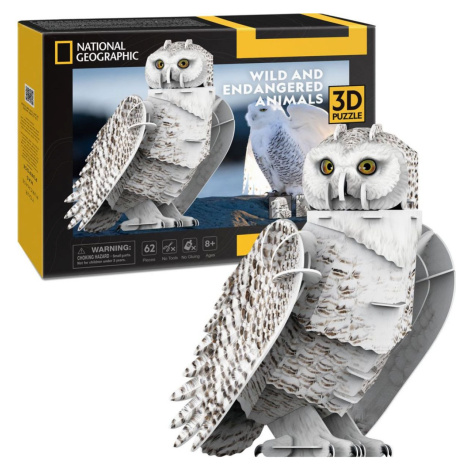 Cubicfun Puzzle 3D National Geographic Sněžná sova 62 dílků