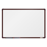 boardOK Bílá magnetická tabule s emailovým povrchem 60 × 90 cm, hnědý rám
