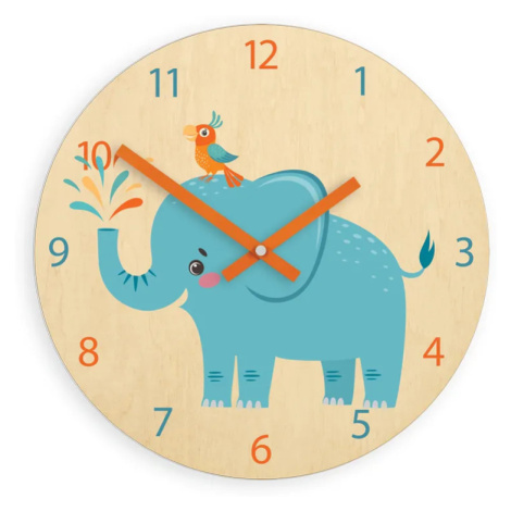 ModernClock Dětské nástěnné hodiny Ami Slon 30 cm vícebarevné