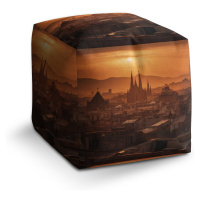 Sablio Taburet Cube Barcelona Night Skyline: 40x40x40 cm