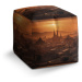 Sablio Taburet Cube Barcelona Night Skyline: 40x40x40 cm