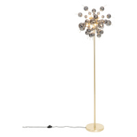 Designová stojací lampa mosazná s kouřovým sklem 8 světel - Explode