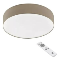 Kulaté textilní stropní LED svítidlo Eglo Roma / Ø 57 cm / 40W / 4000lm / stmívatelné / šedohněd