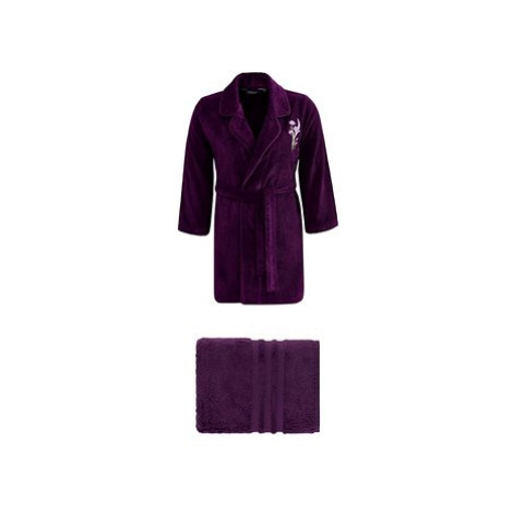 Soft Cotton - Krátký Dámský župan Lilly v Dárkovém balení s ručníkem, fialový