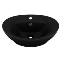 SHUMEE Luxusní oválné keramické umyvadlo s přepadem 58,5 × 39 cm matné černé