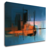 Impresi Obraz Abstrakt modrý s oranžovým detailem - 70 x 50 cm