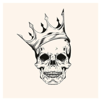 Ilustrace Hand drawn sketch scull with crown, i_panki, 40 × 40 cm