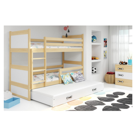 BMS Dětská patrová postel s přistýlkou ​​RICO 3 | borovice 80 x 190 cm Barva: Bílá