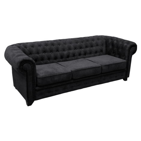 Livetastic POHOVKA CHESTERFIELD, dřevo, textil, kompozitní dřevo, černá