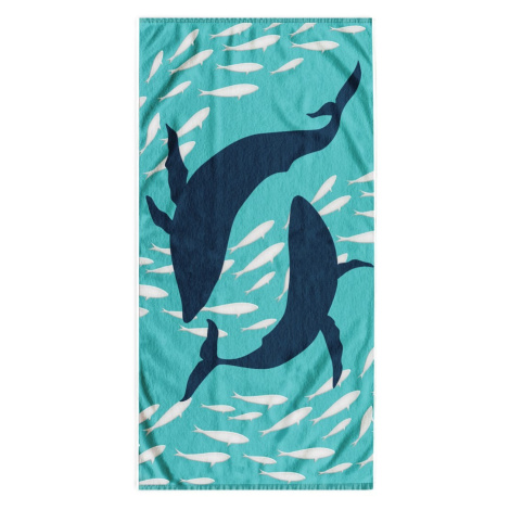 DecoKing Plážová osuška DOLPHIN 90x180 cm modrá/bílá