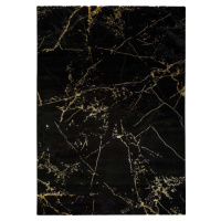 Černý koberec Universal Gold Marble, 80 x 150 cm