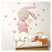 Samolepky na zeď pro holčičky - Růžový zajíc se srdíčkem