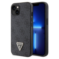 Guess PU 4G Strass Triangle Metal Logo kryt iPhone 15 černý