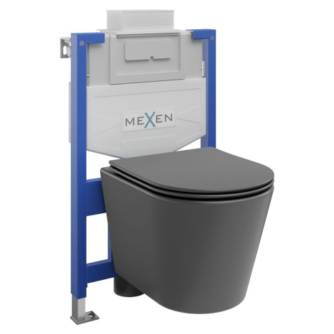 MEXEN/S WC předstěnová instalační sada Fenix XS-U s mísou WC Rico + sedátko softclose, tmavě šed