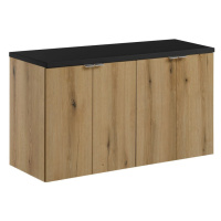 Comad Závěsná skříňka pod umyvadlo Nova Oak s deskou 100 cm černá/dub evoke