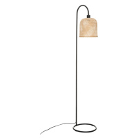 Černá stojací lampa s bambusovým stínítkem LUMIRA, 159 cm