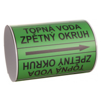 Páska na značení potrubí Signus M25 - TOPNÁ VODA ZPĚTNÝ OKRUH Samolepka 80 x 62 mm, délka 1,5 m,
