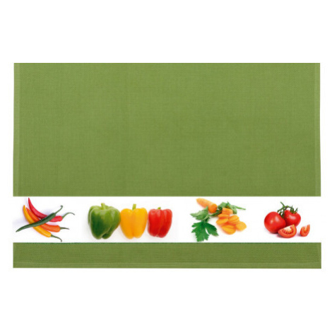 Vaflová kuchyňská utěrka 50x70 cm, zelenina, mechově zelená Asko