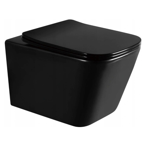 MEXEN/S Teo Závěsná WC mísa černá mat včetně sedátka soft-close duroplastu, černá lesk 30850685