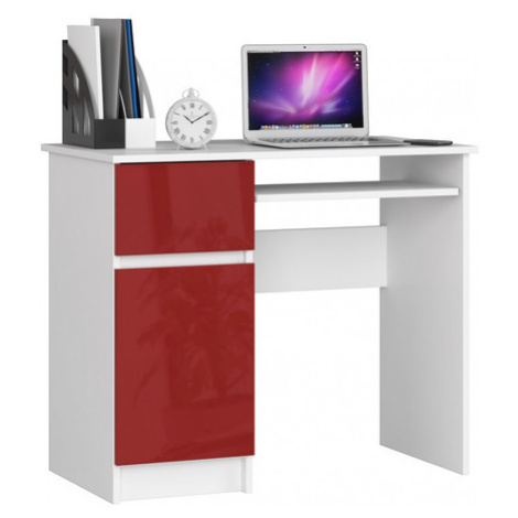 Počítačový stůl Piksel levý bílá/červená lesk Akord