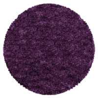 Tmavě fialový kulatý koberec ø 120 cm Fluffy – Ayyildiz Carpets