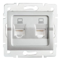 Kanlux 25228 LOGI Dvojitá datová zásuvka nezávislá 2xRJ45Cat 5e Jack - stříbrná