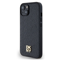 Zadní kryt DKNY PU Leather Repeat Pattern Stack Logo Magsafe pro Apple iPhone 15, černá