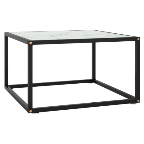 vidaXL Konferenční stolek černý s bílým mramorovým sklem 60x60x35 cm