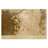 Mapa Map of Osaka, Japan, in sepia vintage style, Blursbyai, 40 × 26.7 cm