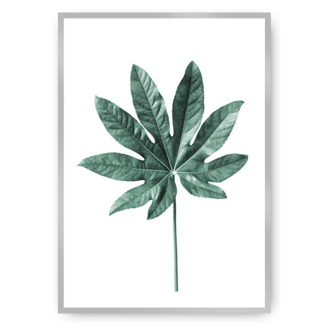 Dekoria Plakát  Leaf Emerald Green, 40 x 50 cm, Ramka: Srebrna