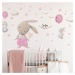 Přelepitelná samolepka na zeď pro dívku - Zajíčci s balónky