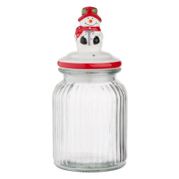 Altom Skleněná dóza s keramickým víčkem Snowman 900 ml