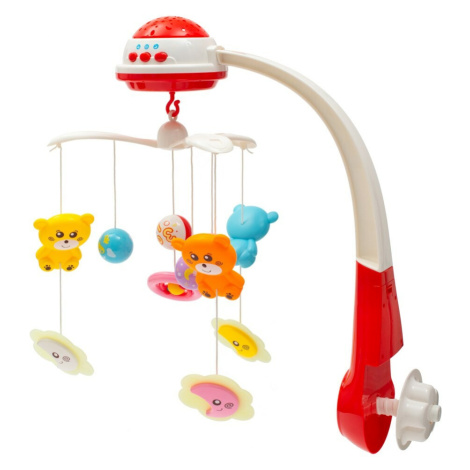 Kolotoč nad postýlku se světelným projektorem Baby Mix červený