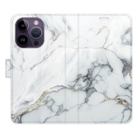 iSaprio flip pouzdro SilverMarble 15 pro iPhone 14 Pro