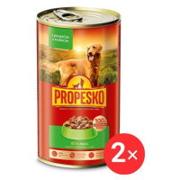 Propesko konzerva pro psy s jehněčím a kuřecím v omáčce 2 × 1240 g