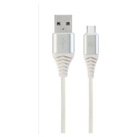 GEMBIRD Kabel USB 2.0 AM na Type-C kabel (AM/CM), 2m, opletený, bílo-strříbrný, blister, PREMIUM