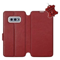 Flip pouzdro na mobil Samsung Galaxy S10e - Tmavě červené - kožené - Dark Red Leather